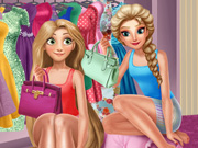 Play Elsa And Rapunzel Dressing Room Game